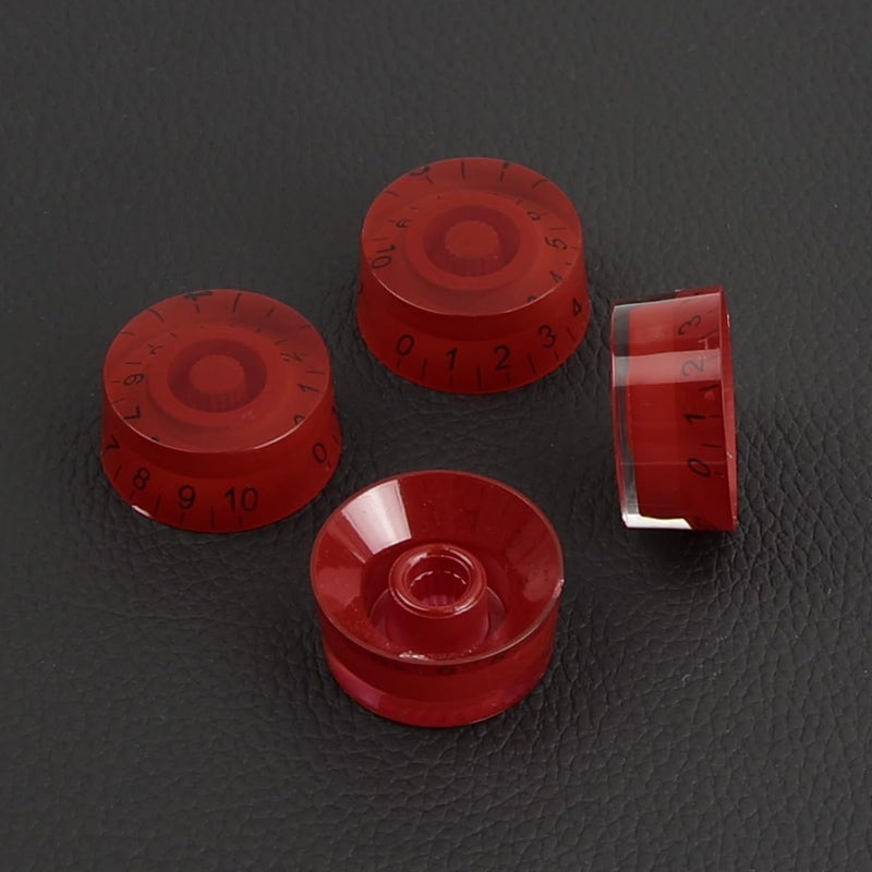 FLEOR 4pcs Red Guitar Knobs Top Hat Volume Tone Speed Control Knob for Electric Guitar Parts - Image 1
